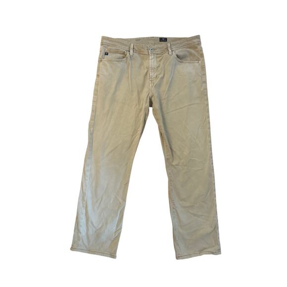 Men 36 x 32 AG Adriano Goldschmied The Graduate Tailored Leg Khaki Chino Pants - Picture 1 of 6